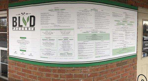 Menu posted outside