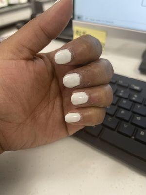 Less than a week and this is what my gel manicure looks like....a bit disappointed. The prices were good but even my pedicure didn't last.