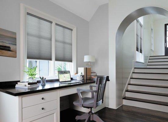 HD Duette honeycomb shades add softness and light protection