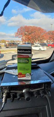 Nice thing about this Robitussin maximum strength it's non drowsy. Doesn't knock you out so you're okay to drive