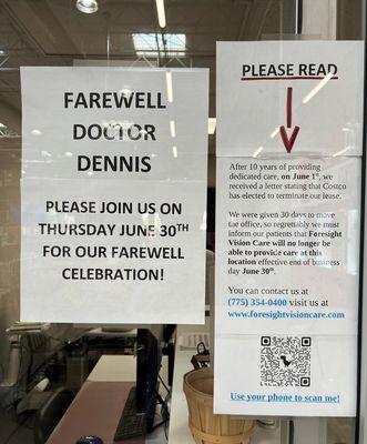 Unfortunate the best doctor in town is getting forced out by greedy Costco.  Shame on you Costco for putting numbers ahead of patient care!