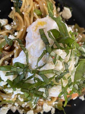 Yakiaoba with poached egg