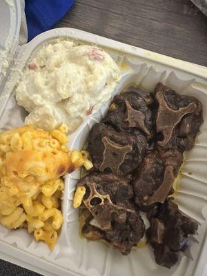 Oxtails with Mac and Cheese & Small Potato Salad 22 dollar meal