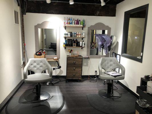 The main room at lolo's hair design .