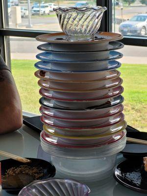 The tower of plates consumed