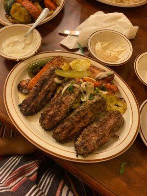 Lamb and veggies  Shish Kabob Dinner