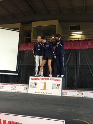 Rockville FA being represented by a Youth fencer (Far right) at the Pan Am Championships in Poncé, PR, finishing in the top 8 of 30+ fencers