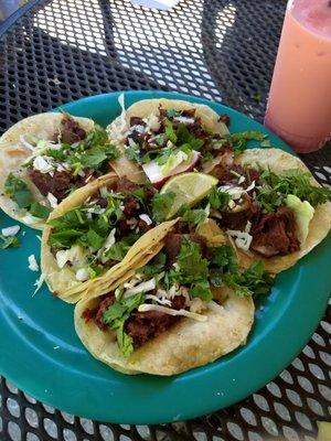 Barbacoa and Steak tacos