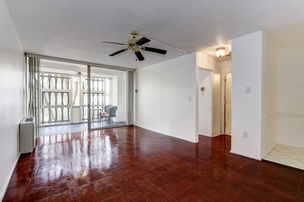 View towards bedroom in this spacious 1BR unit in SW DC 20024.