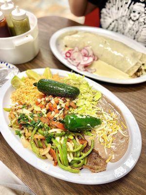 Top: mega burrito | Bottom: carne asada platter