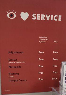 Free services that LenCrafters offer