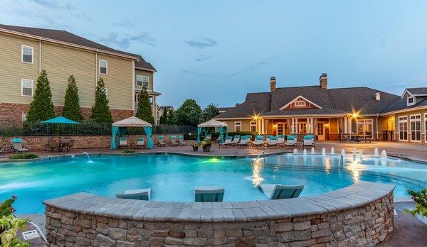 Relax poolside and enjoy the evening sunset