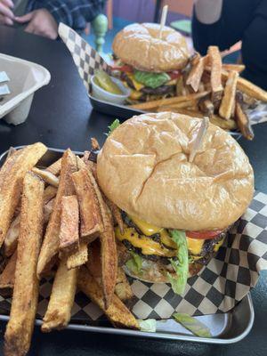 Double Cheese Burgers & Hand Cut Fries