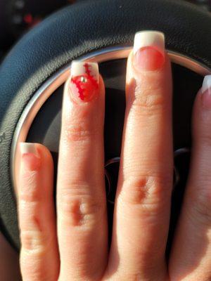 Pink & White acrylic nails with a baseball  design!!