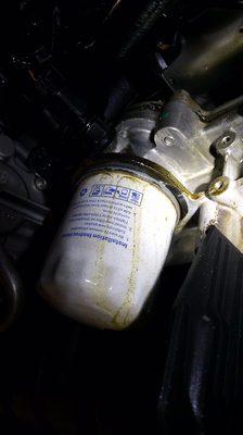 Here is the oil filter as is after blow out leak! Really, they should double check a filter installation.