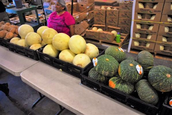 Honeydew melons and squash at the old store location,