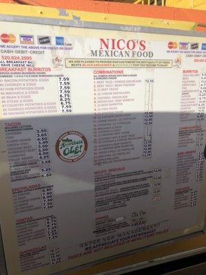 Drive through menu