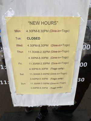 New hours