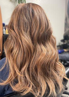 Copper ombre balayage done by Jessica