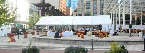 A Party Pros tent in downtown Portland