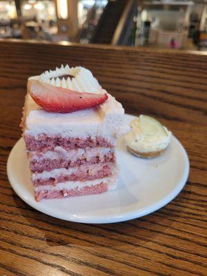 Strawberry cake slice, key lime cheesecake bite