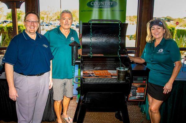 Larry, Mesquite Chamber Member, and winner of Grill Sponsored by Cheyenne Agency Office