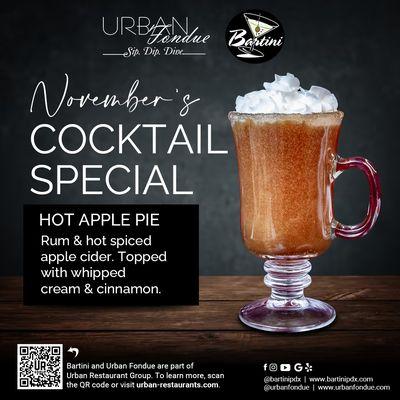 Cocktail specials for the month of November.