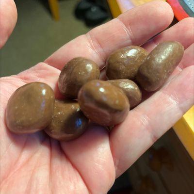 Chocolate covered raisins are huge.