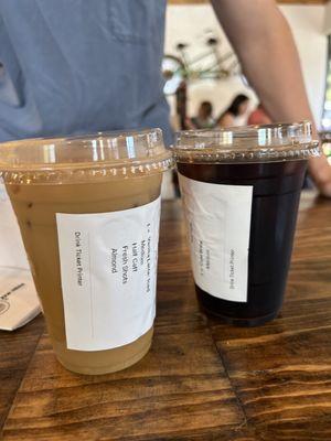 Iced Latte and Black Iced Coffee