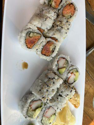 California roll  and Spicy Tuna Roll.