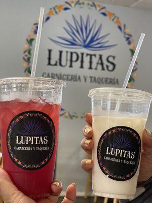 Hibiscus and strawberry drink and delicious Horchata