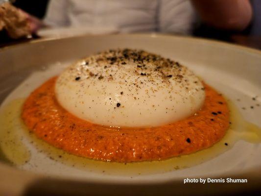 Mozzarella with a sweet potato mash foundation