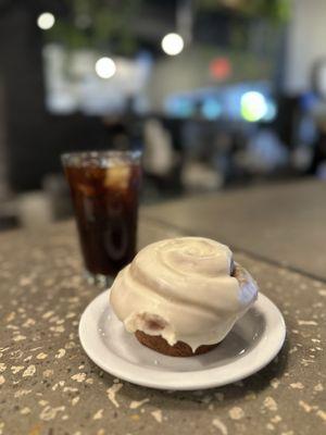 Cinnamon roll and cold brew. Whata combo!