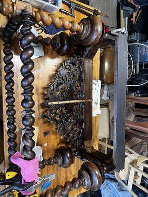 Repairing base to an antique chest of drawer.