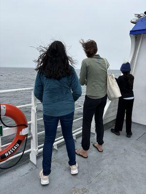 We spent time on the deck enjoying the bracing wind and bouncy waves.