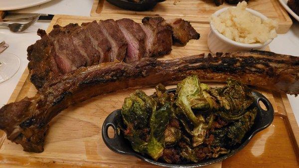 Tomahawk with Brussel sprouts