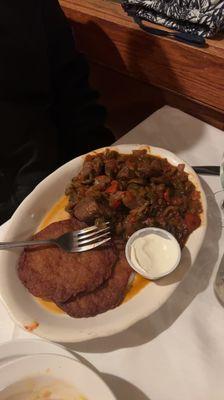 Beef Goulash with Potato Pancakes