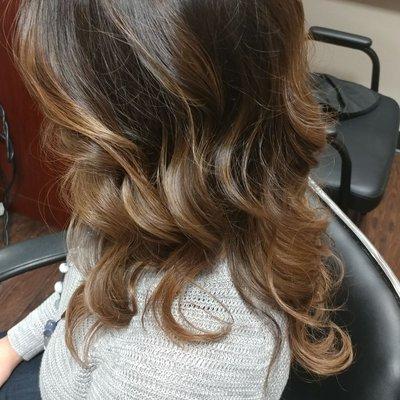 Soft caramel balayage