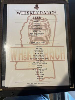 Drink menu