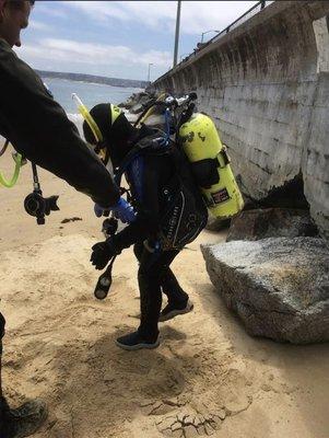 12 year old getting SCUBA certified in Monterey, with an extraordinary SCUBA Instructor and Owner of Any Water Sports.