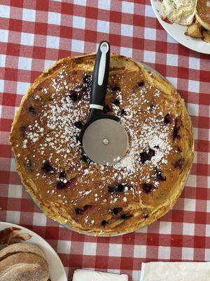 The 14'' blueberry pancake- doesn't look as big here as it is