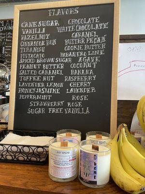 cafe menu of coffee flavors