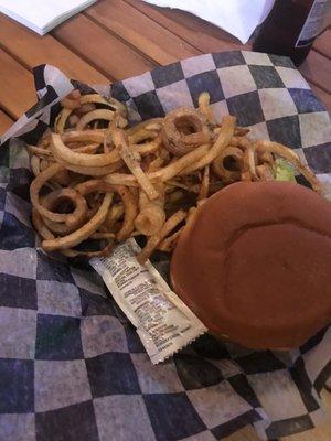 Deluxe burger with fries