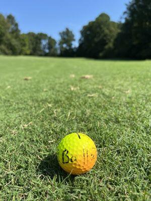 Ball on fairway.