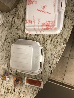 To go containers melt a little due to how hot the food it... watch out for the staples too...lol