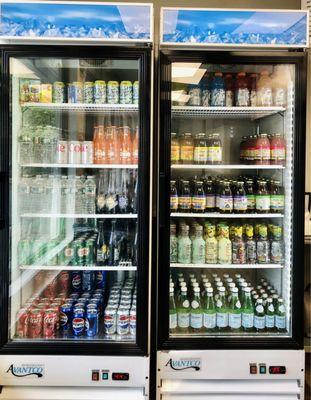 Refrigerator cases with beverages