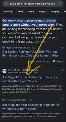 It is illegal to run credit without permission