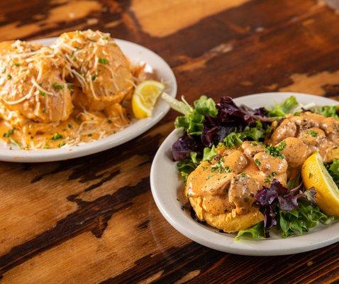 Appetizers - Seafood Pistolettes and Fried Green Tomatoes With Gulf Shrimp Remoulade