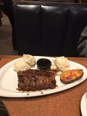 Half stack of Jack Daniels Ribs and a double order mashed potatoes.