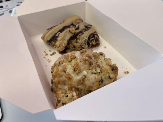 Cranberry pecan scone and Reese's scone